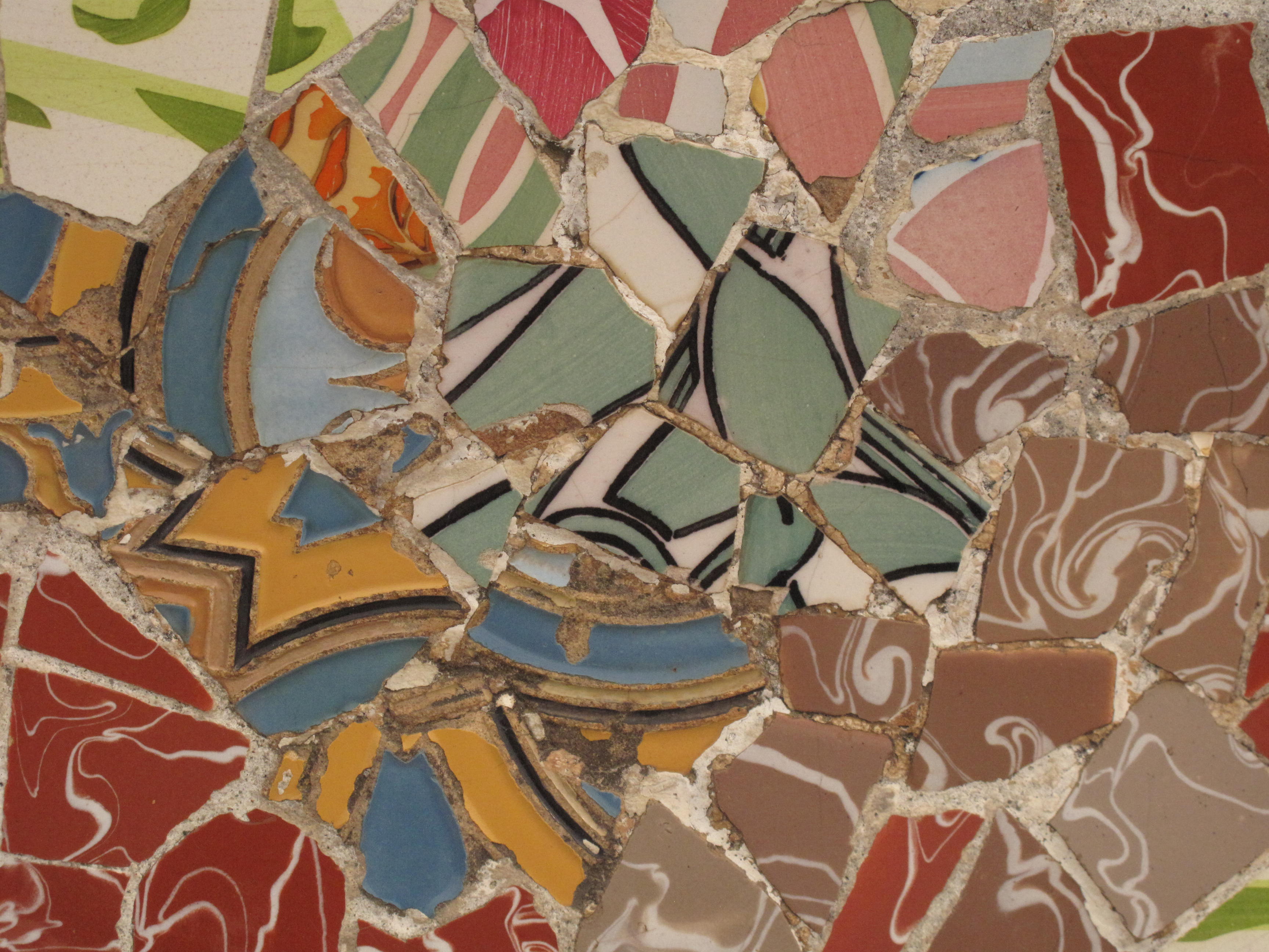 The mosaic serpentine bench in Park Güell, Barcelona