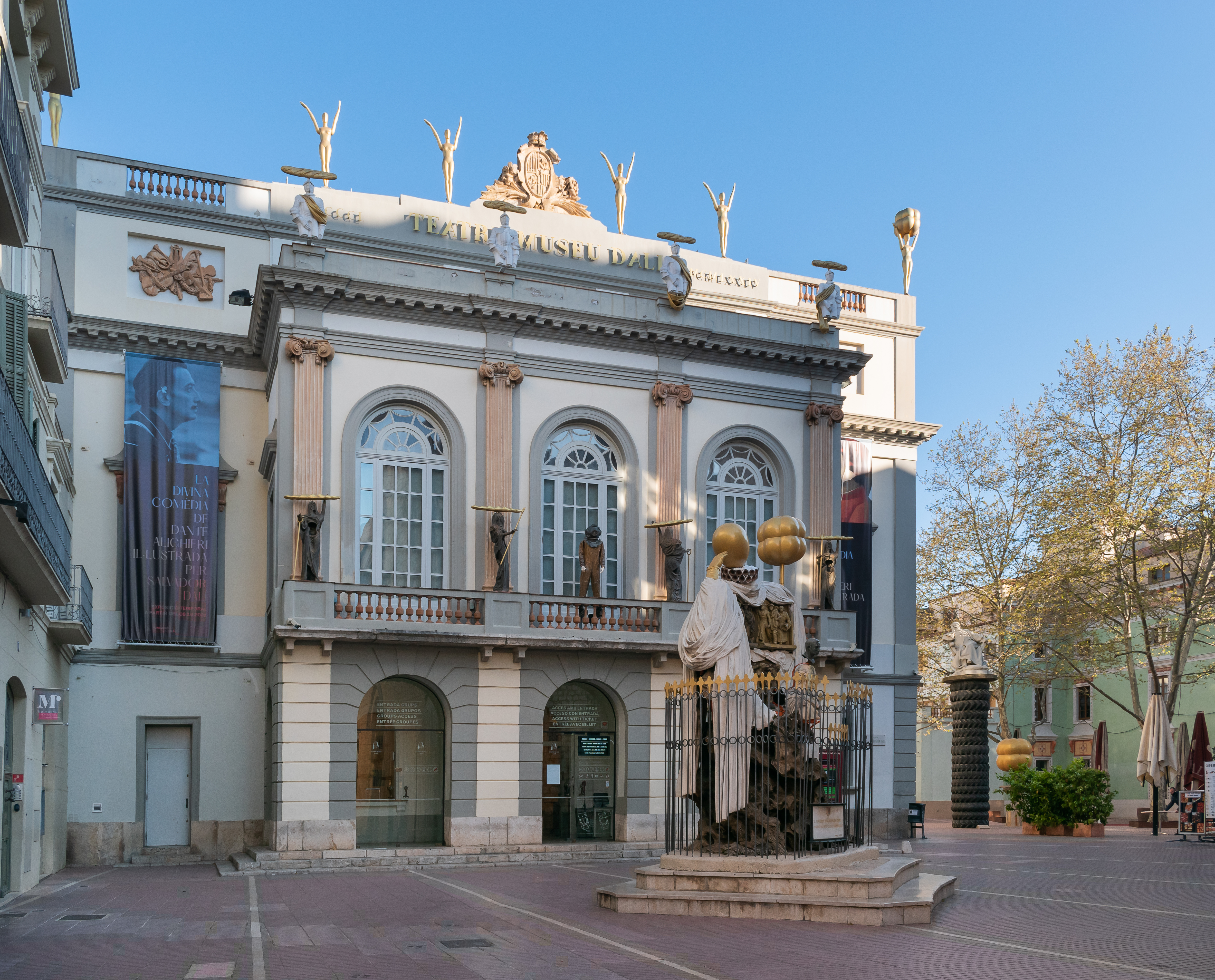 The Dalí Theatre-Museum in Figueres, its geodesic dome and rooftop egg sculptures designed by Salvador Dalí himself