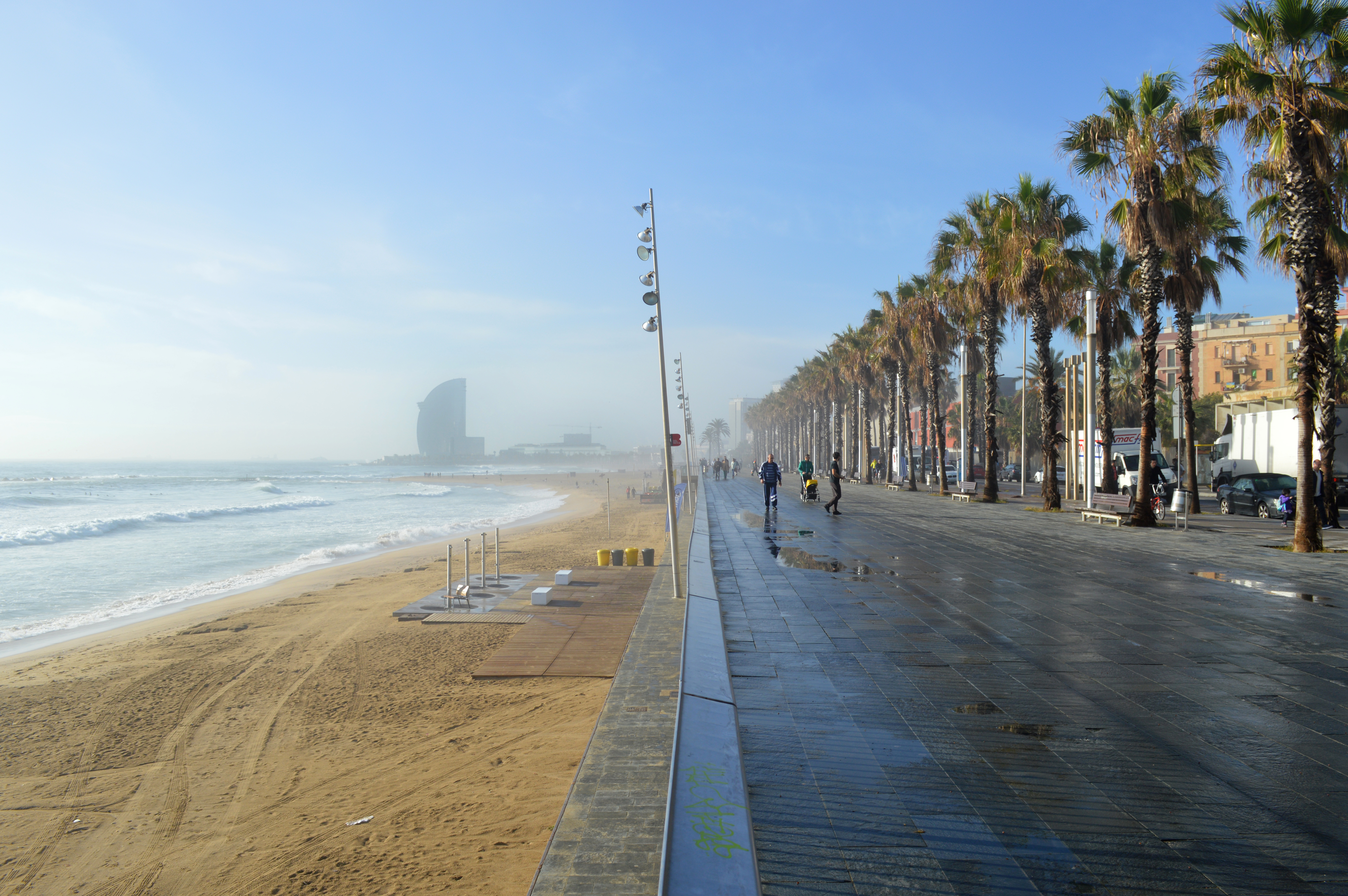 The promenade and beach at Barceloneta, Barcelona