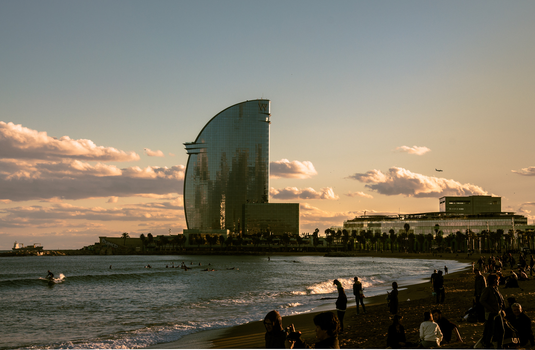 Barceloneta beach, Barcelona’s free public beach and waterfront promenade