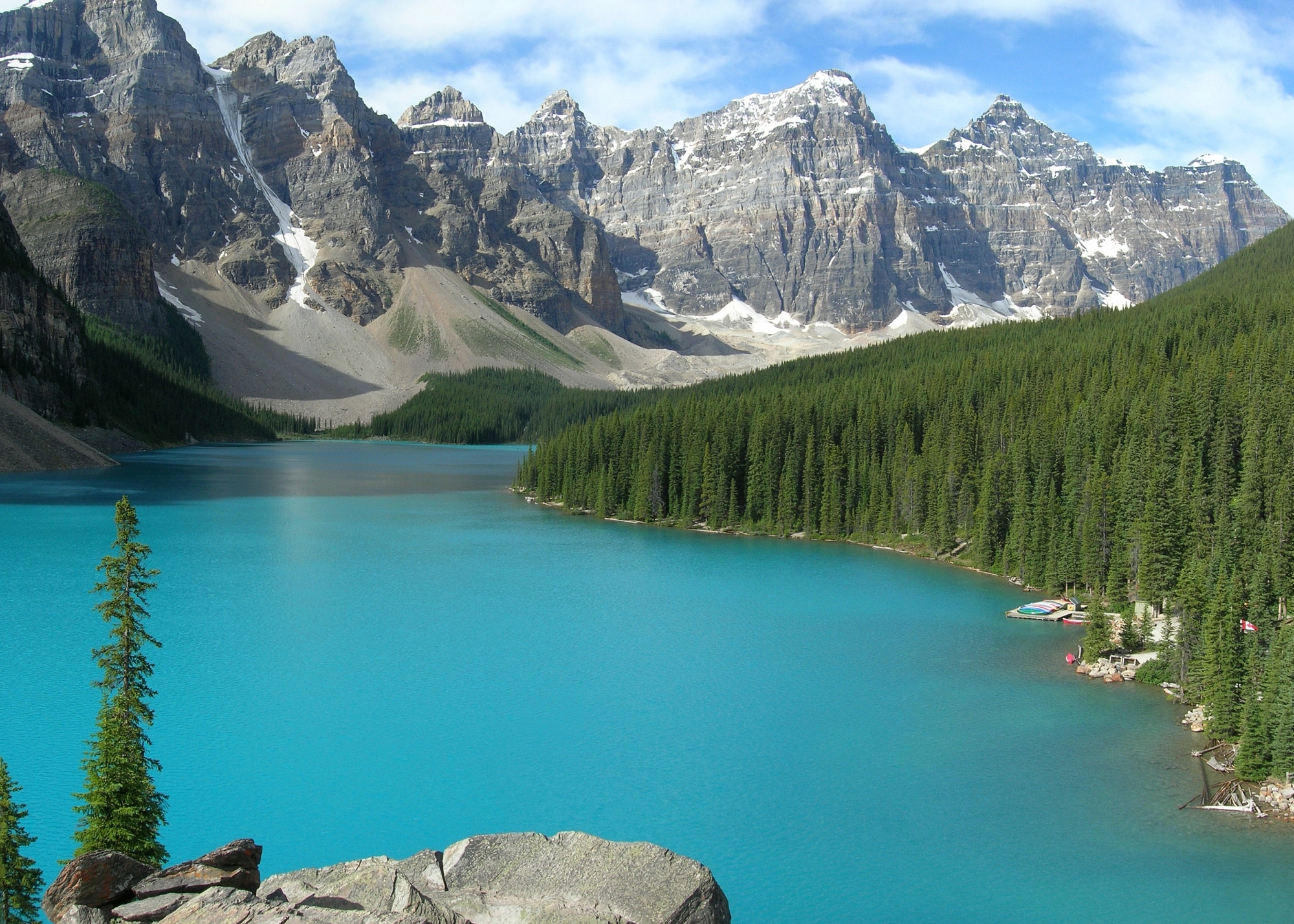 Moraine Lake in Banff National Park seen from its north bank