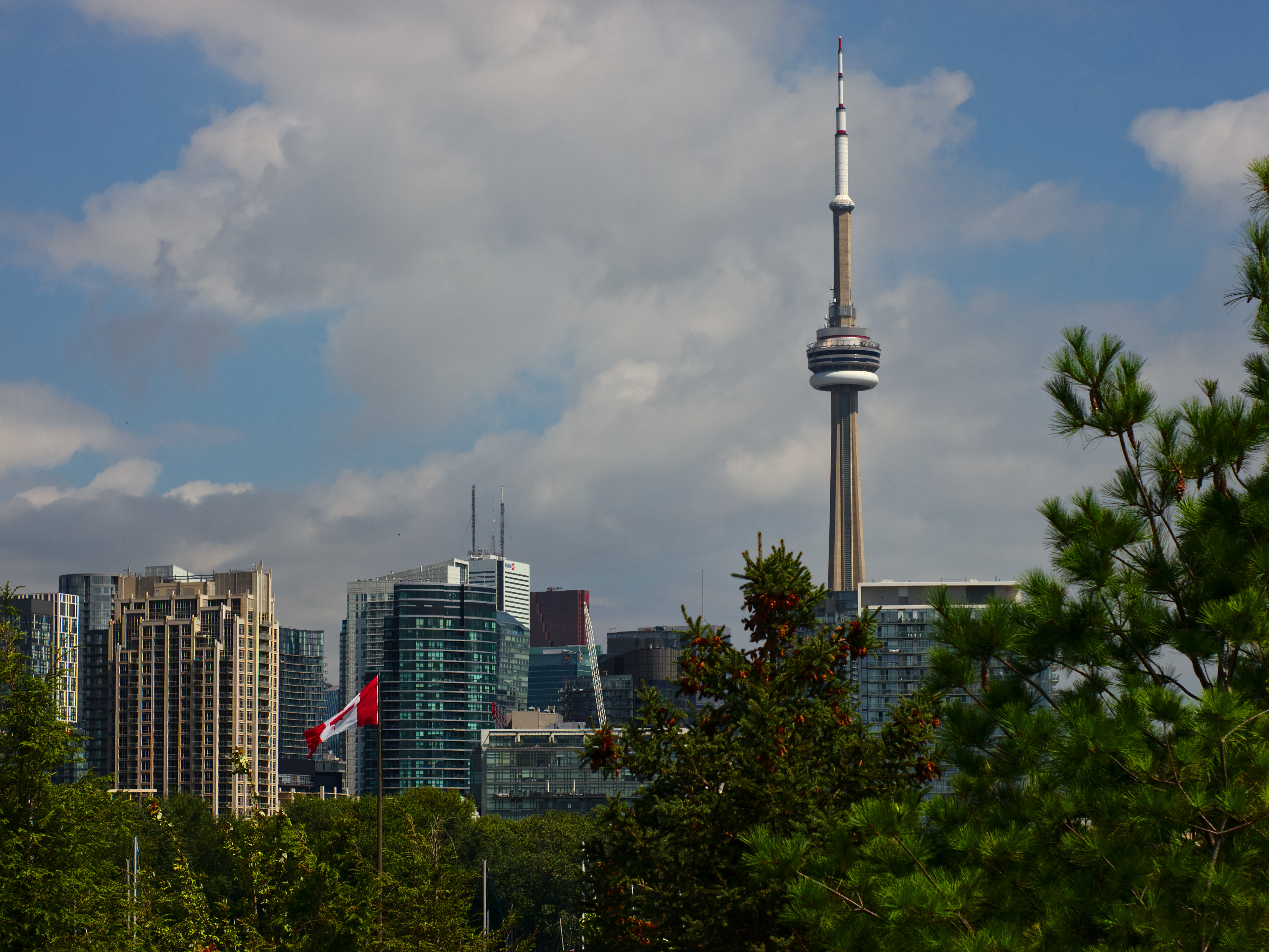 The CN Tower and Toronto skyline seen from the east