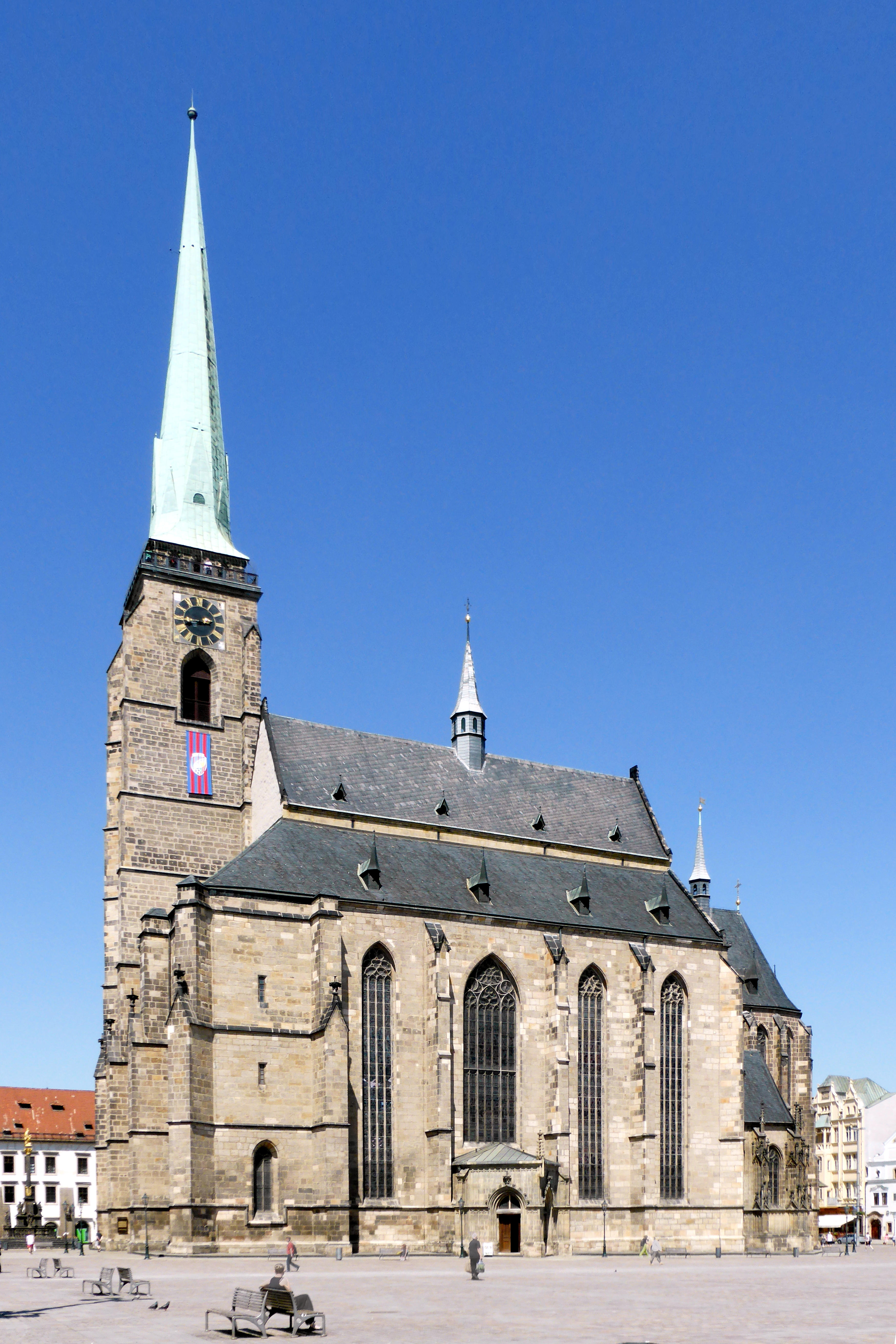 Plzeň's Gothic Cathedral of St Bartholomew on the main square