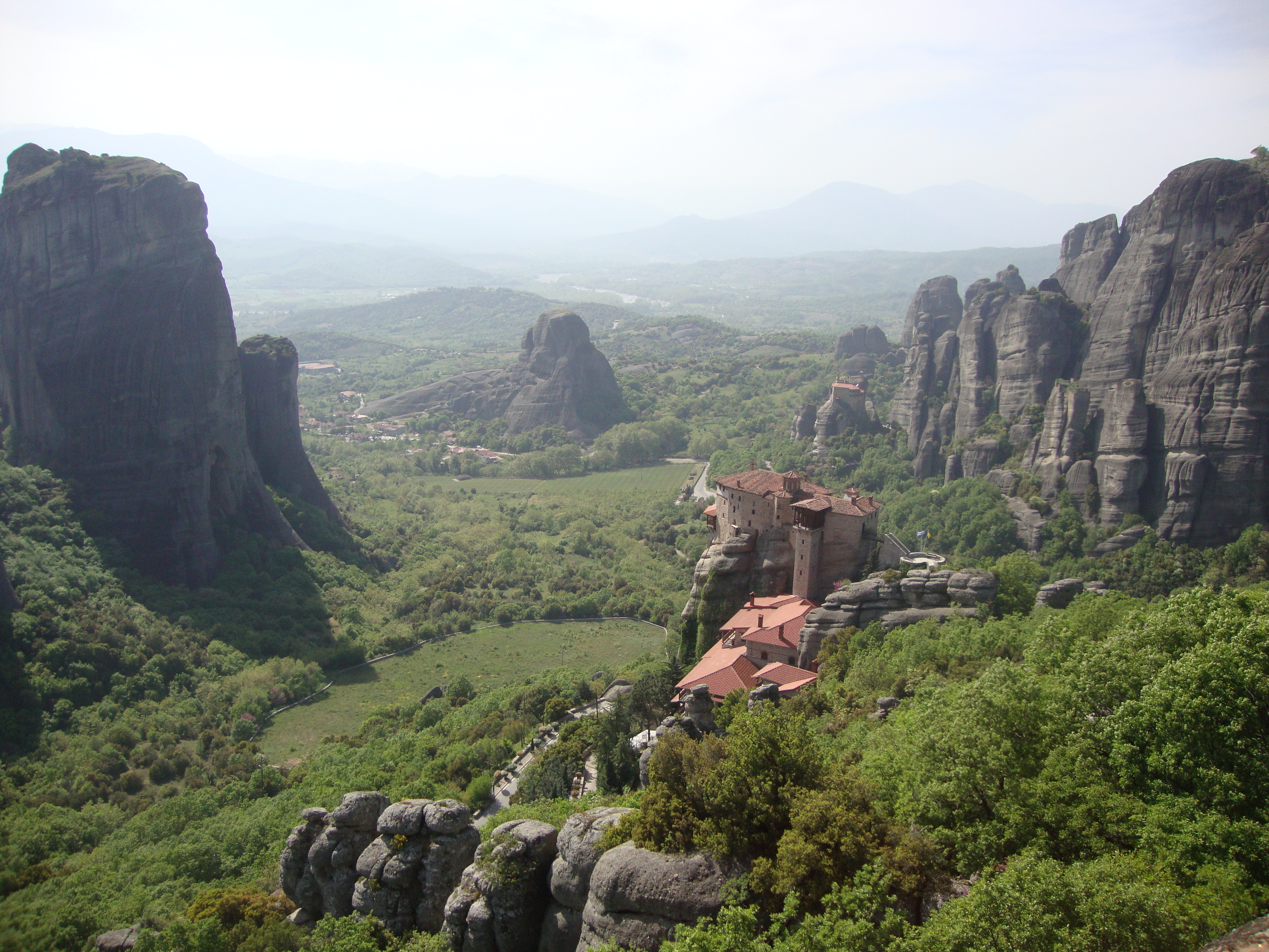 A Meteora monastery perched on a sandstone pillar in Thessaly