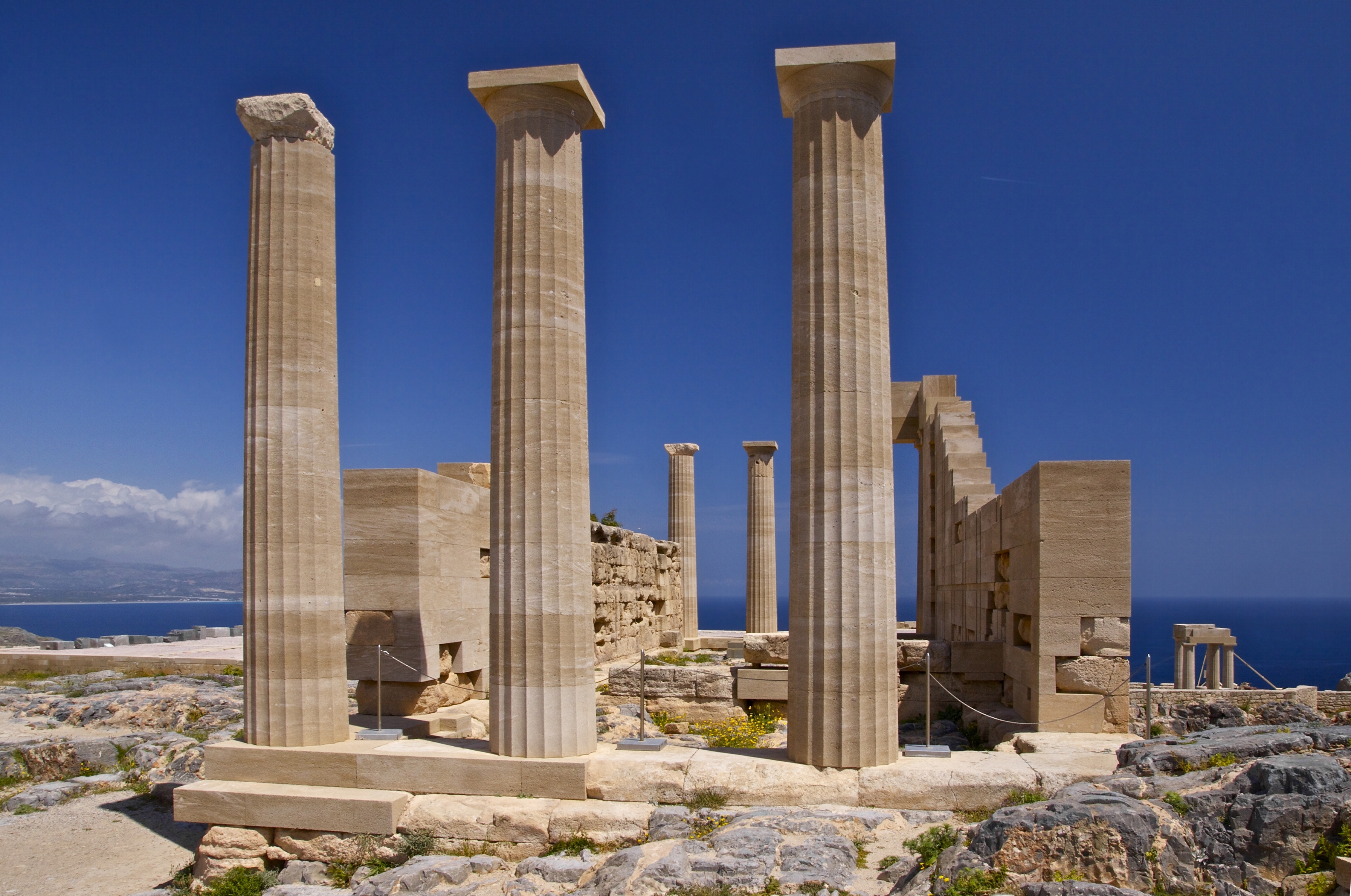 The Acropolis of Lindos above the coast of Rhodes
