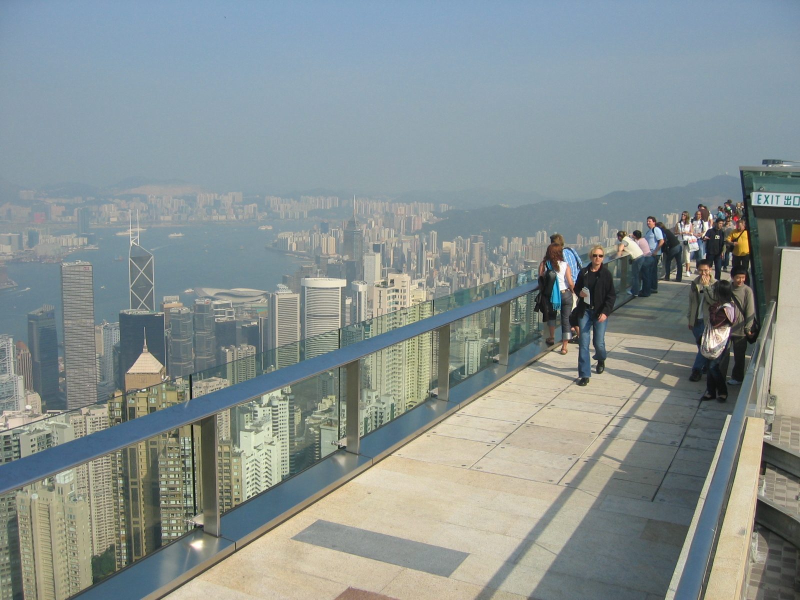 The viewing terrace at Peak Tower, Hong Kong’s Sky Terrace 428 observation deck reached by the Peak Tram
