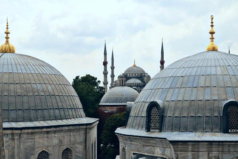 The Blue Mosque seen across Sultanahmet Square from Hagia Sophia, Istanbul