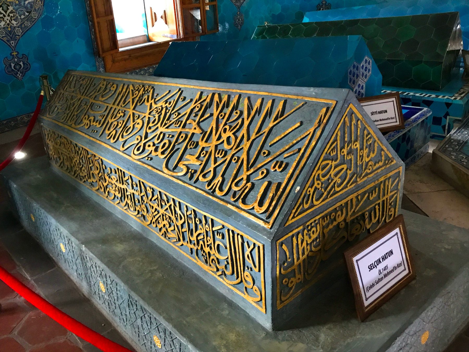 The tiled interior of the Green Tomb (Yeşil Türbe) in Bursa