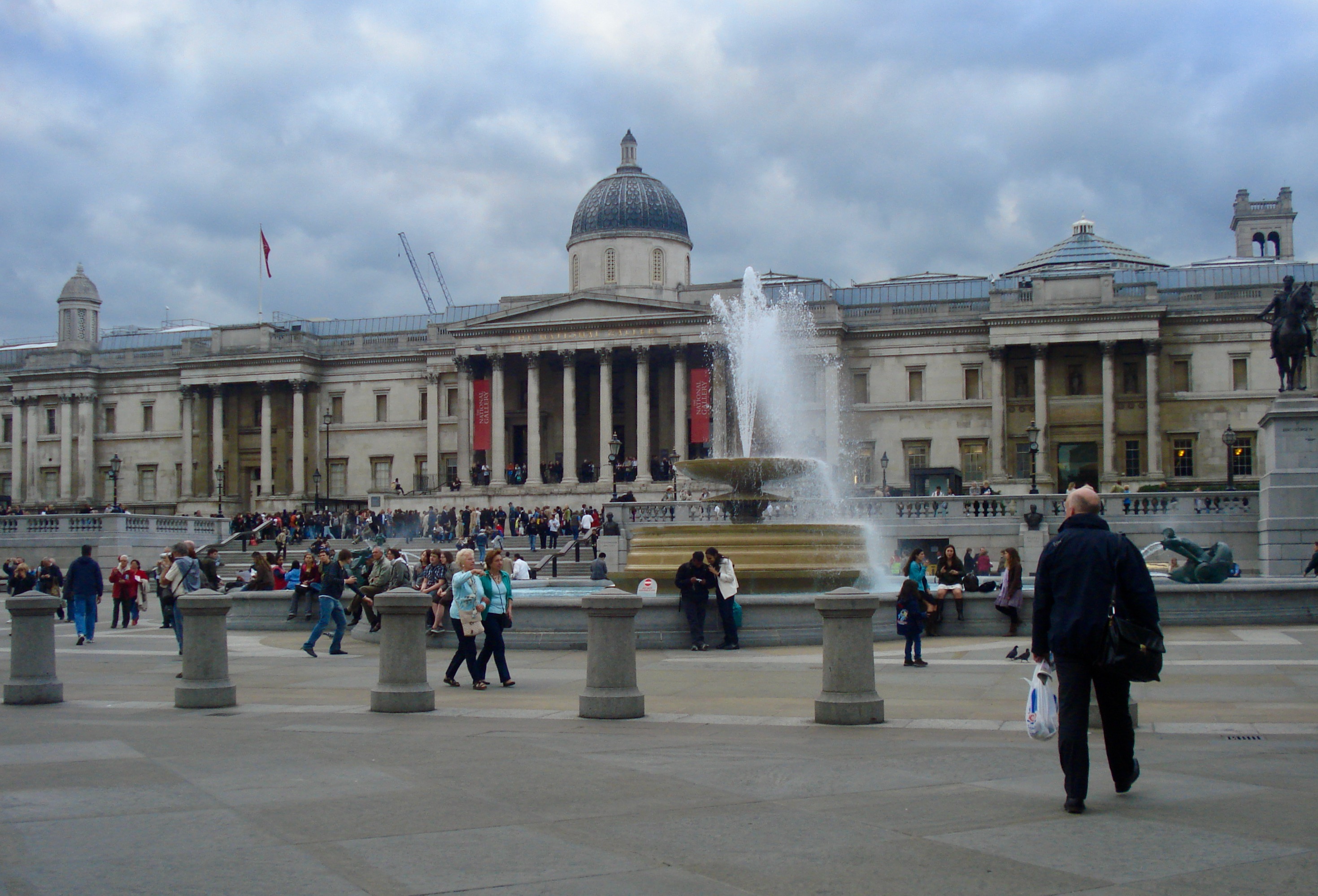 The National Gallery’s Trafalgar Square entrance, free to visit every day