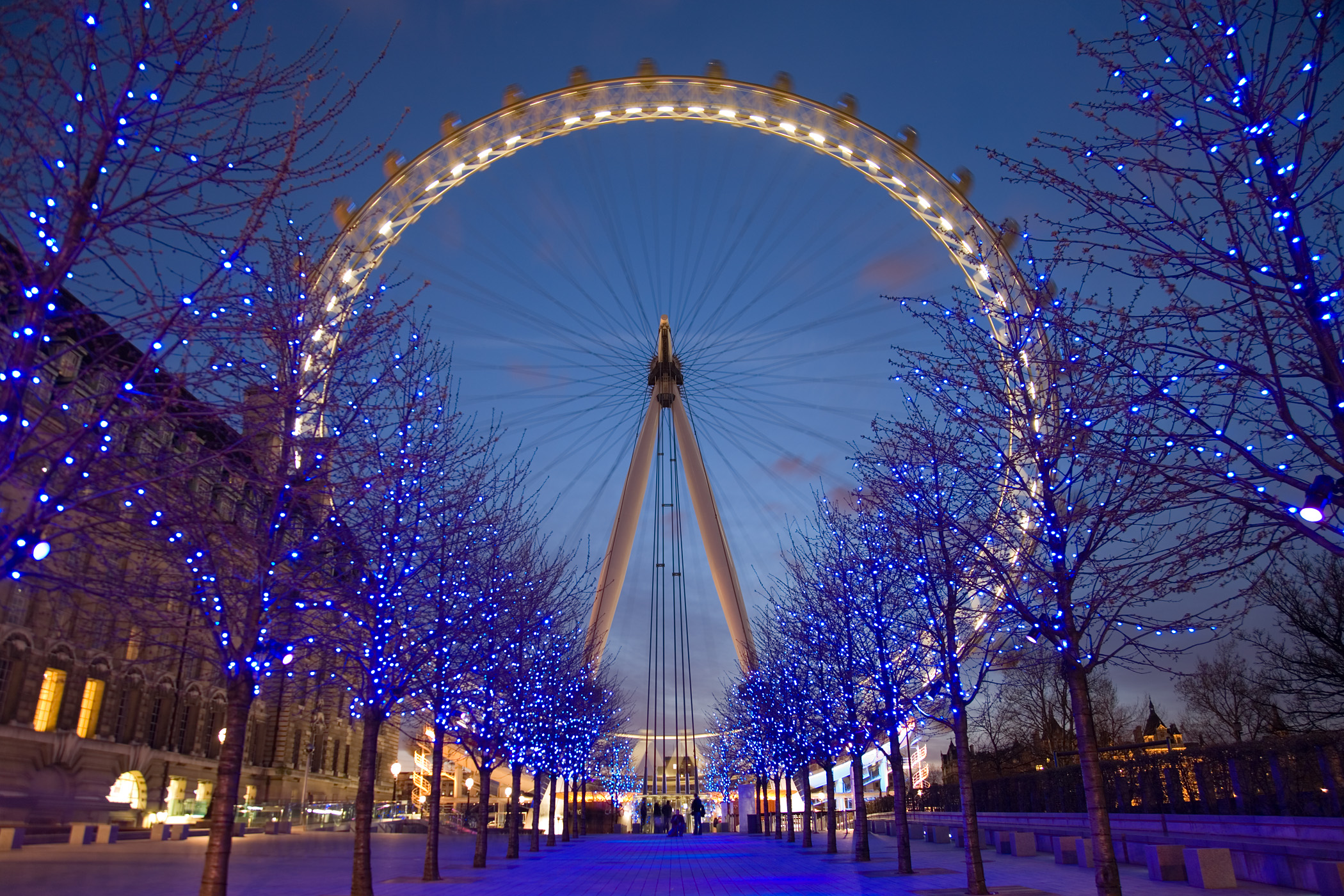 The London Eye at twilight, the splurge tier’s river-view choice