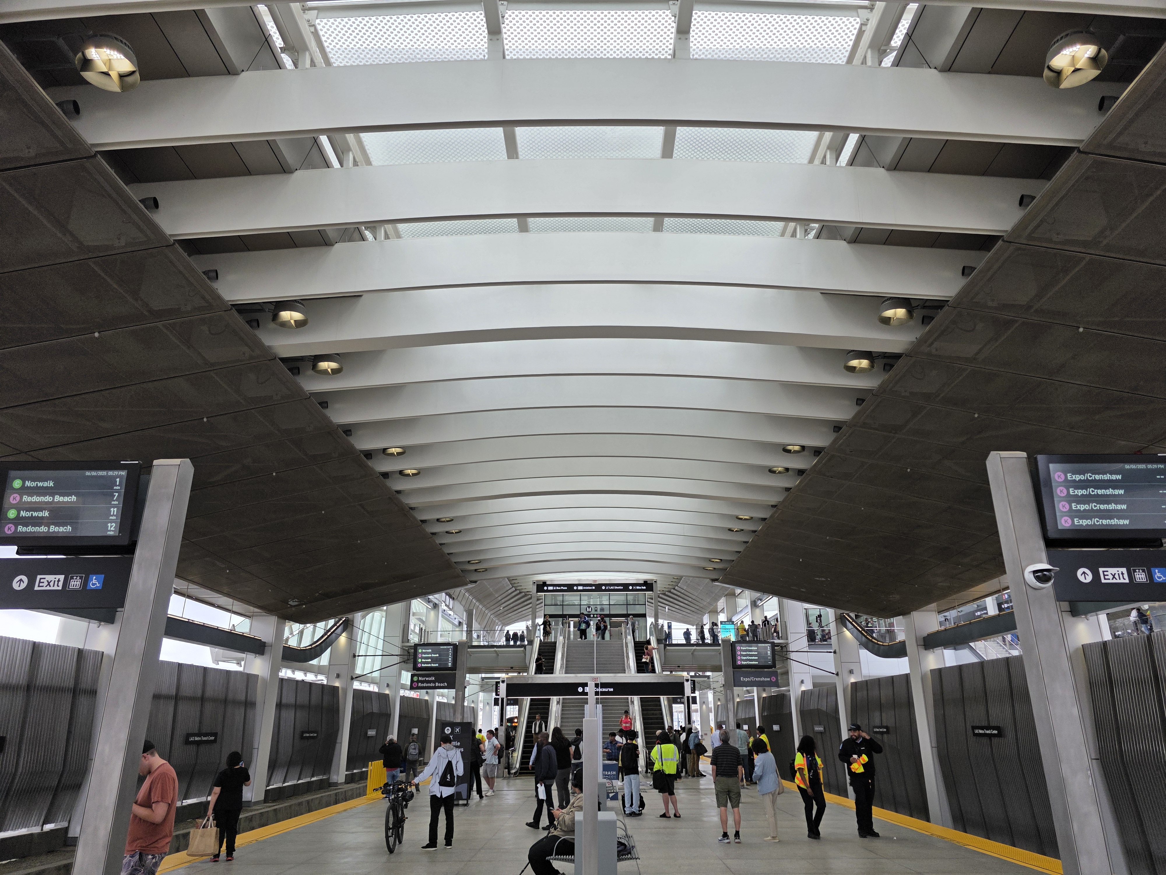 The platform at the LAX/Metro Transit Center on its opening day, June 2025