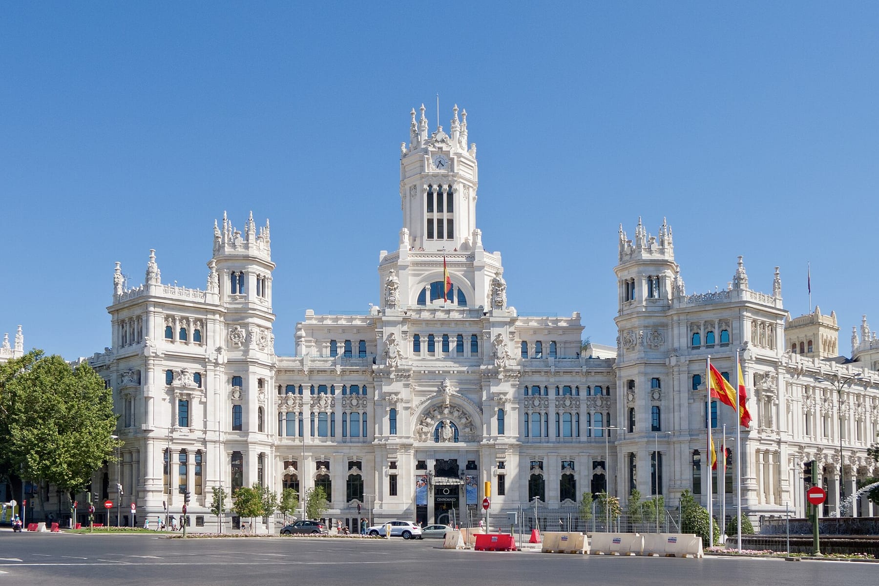 The Cibeles Palace, the former Palace of Communications, on Plaza de Cibeles in Madrid